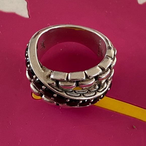 JAI by John Hardy Sterling Silver 925 Black Box Chain Crossover Ring Size 6 - Picture 2 of 7
